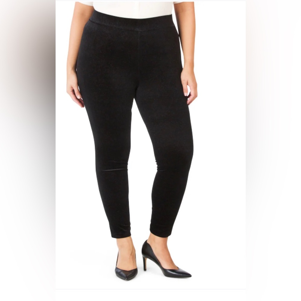 Vince Camuto Rich Black Velvet Sparkle Pull On Pants, Size Large